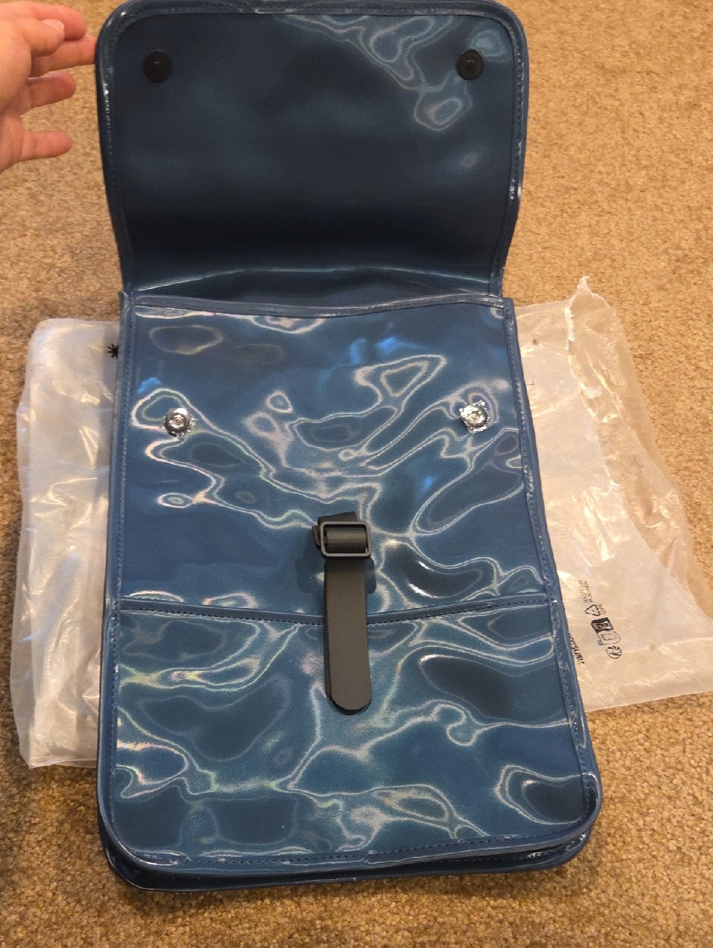 Unisex Rains Blue Metallic Backpack - Picture 4 of 7